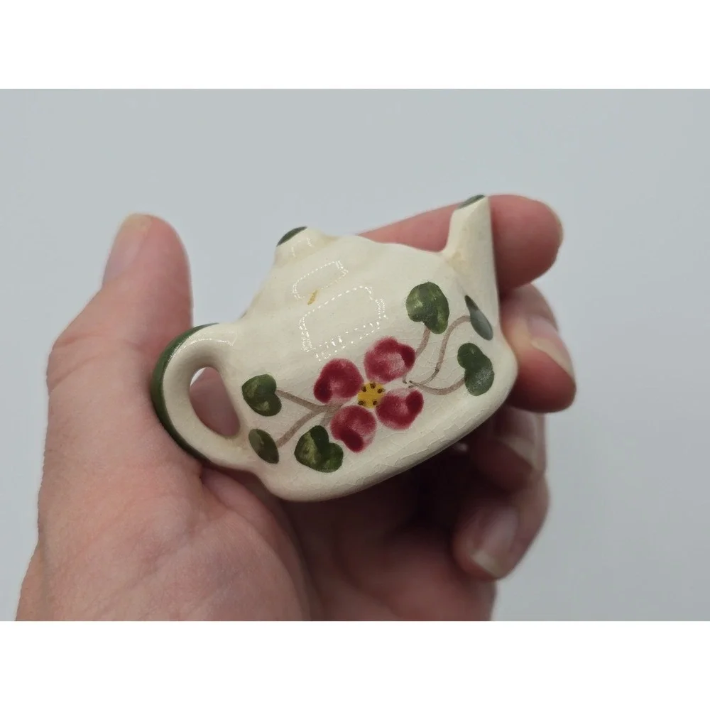 Vintage Tea Pot Coffee Kettle‎ Stove Floral Ceramic Salt and Pepper Shakers